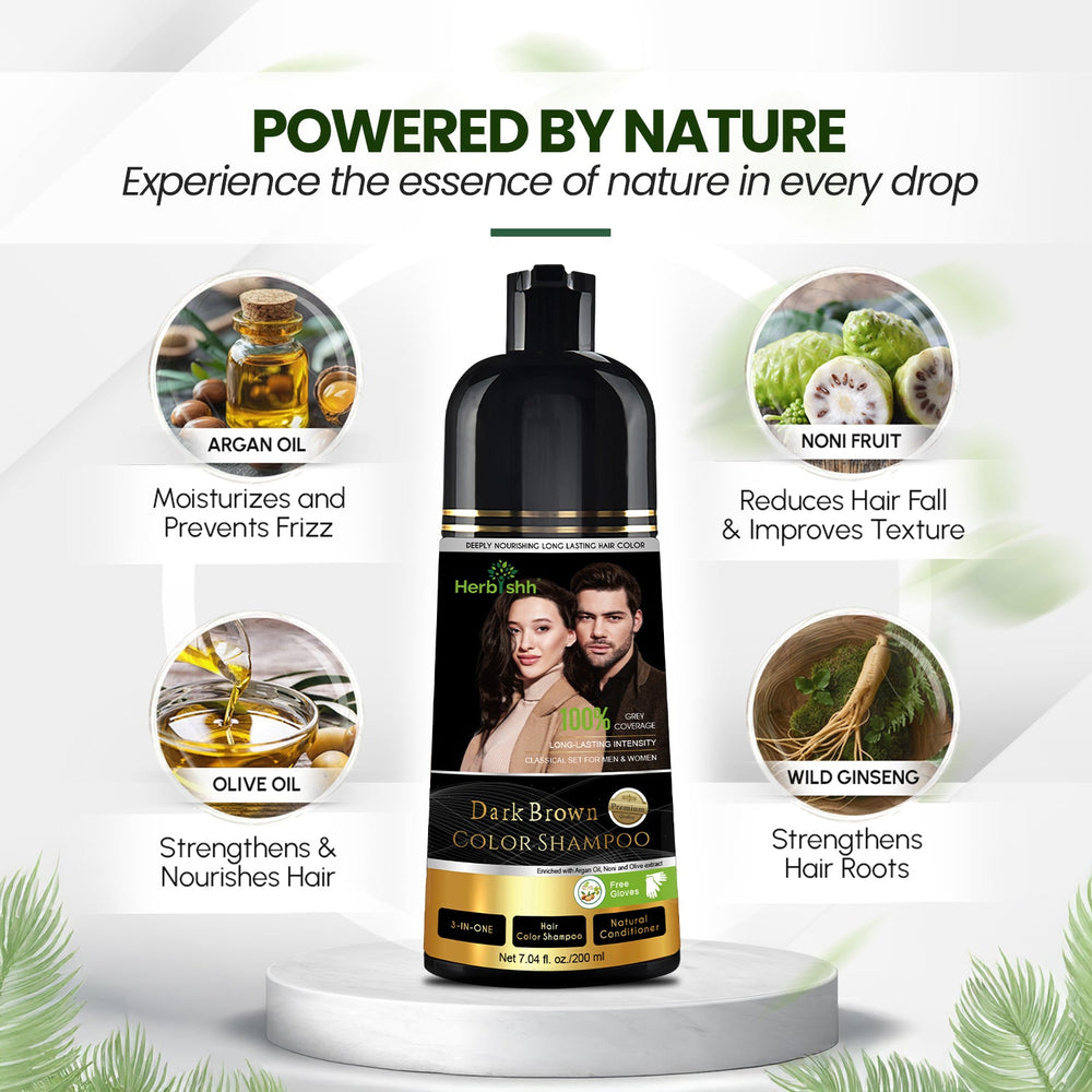 Herbishh Dark Brown Hair Color Shampoo-200ml Hair Dye.