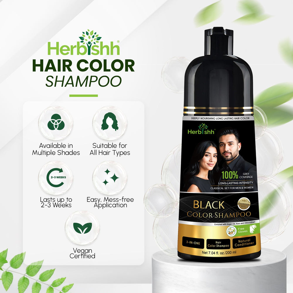 Herbishh 200ml Hair Color Shampoo Hair Dye.