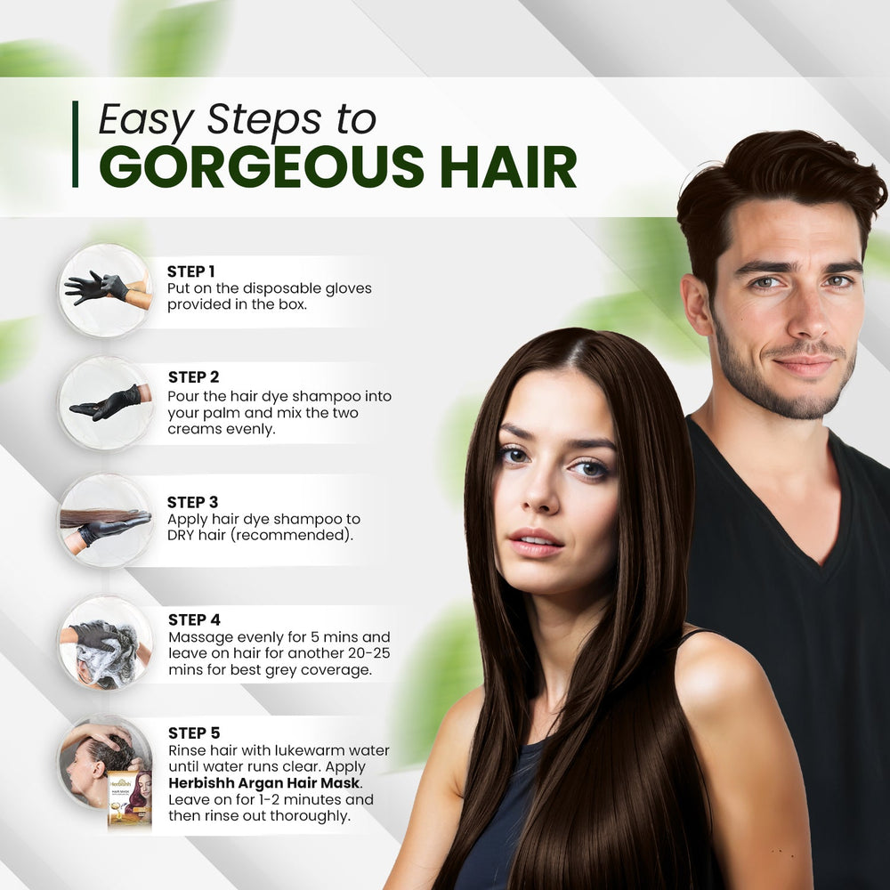 Herbishh Dark Brown Hair Color Shampoo-200ml Hair Dye.
