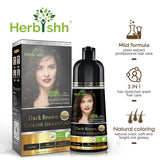 Dark Brown Hair Color Shampoo 500ml- Herbishh Hair Dye.