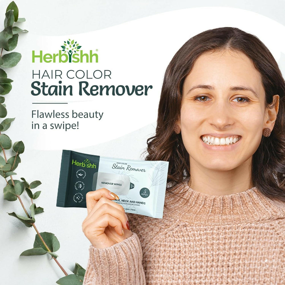 Pack of 5 Herbishh Hair Color Stain Remover Wipes .