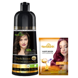 Dark Brown Hair Color Shampoo 500ml- Herbishh Hair Dye. Hair mask