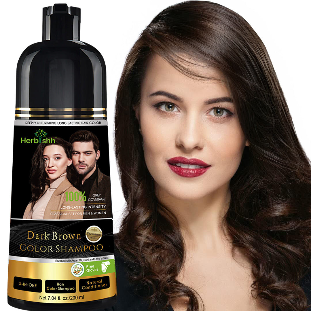 Herbishh Dark Brown Hair Color Shampoo-200ml Hair Dye.