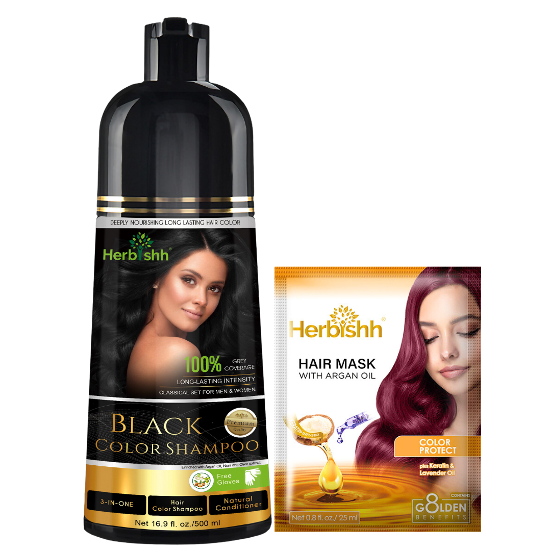 Herbishh Black Hair Color Shampoo-500ml Hair Dye.