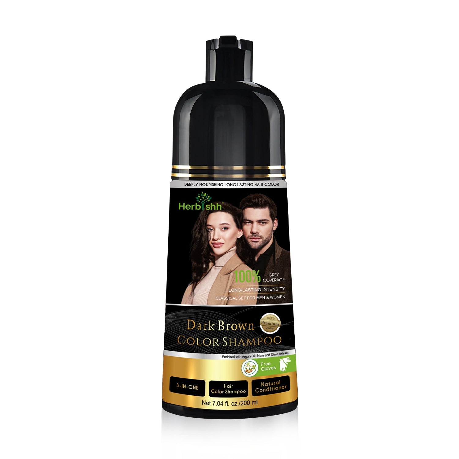 Herbishh Dark Brown Hair Color Shampoo-200ml Hair Dye.
