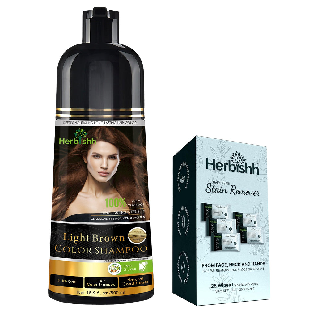 Combo of 500ml Hair Color Shampoo & Stain Remover Wipes Hair Dye.