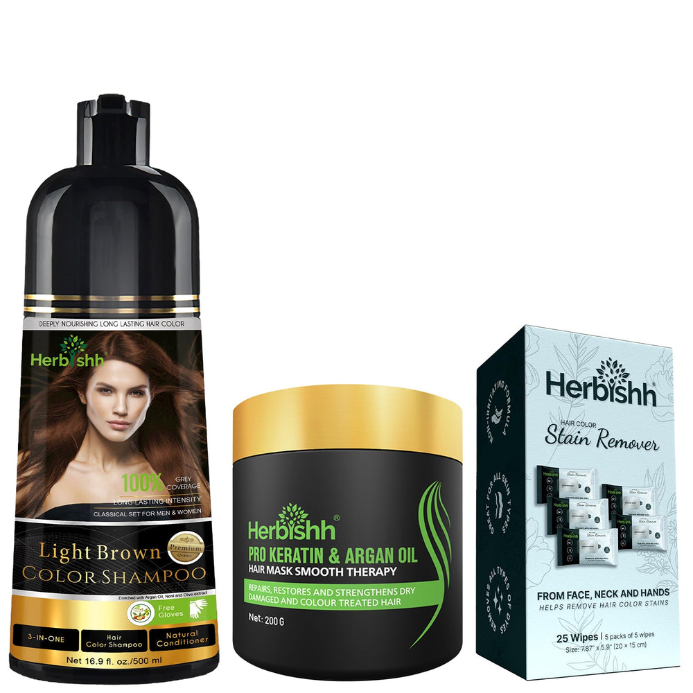 Hair Color Shampoo With Mask & Wipes Combo Hair Dye.