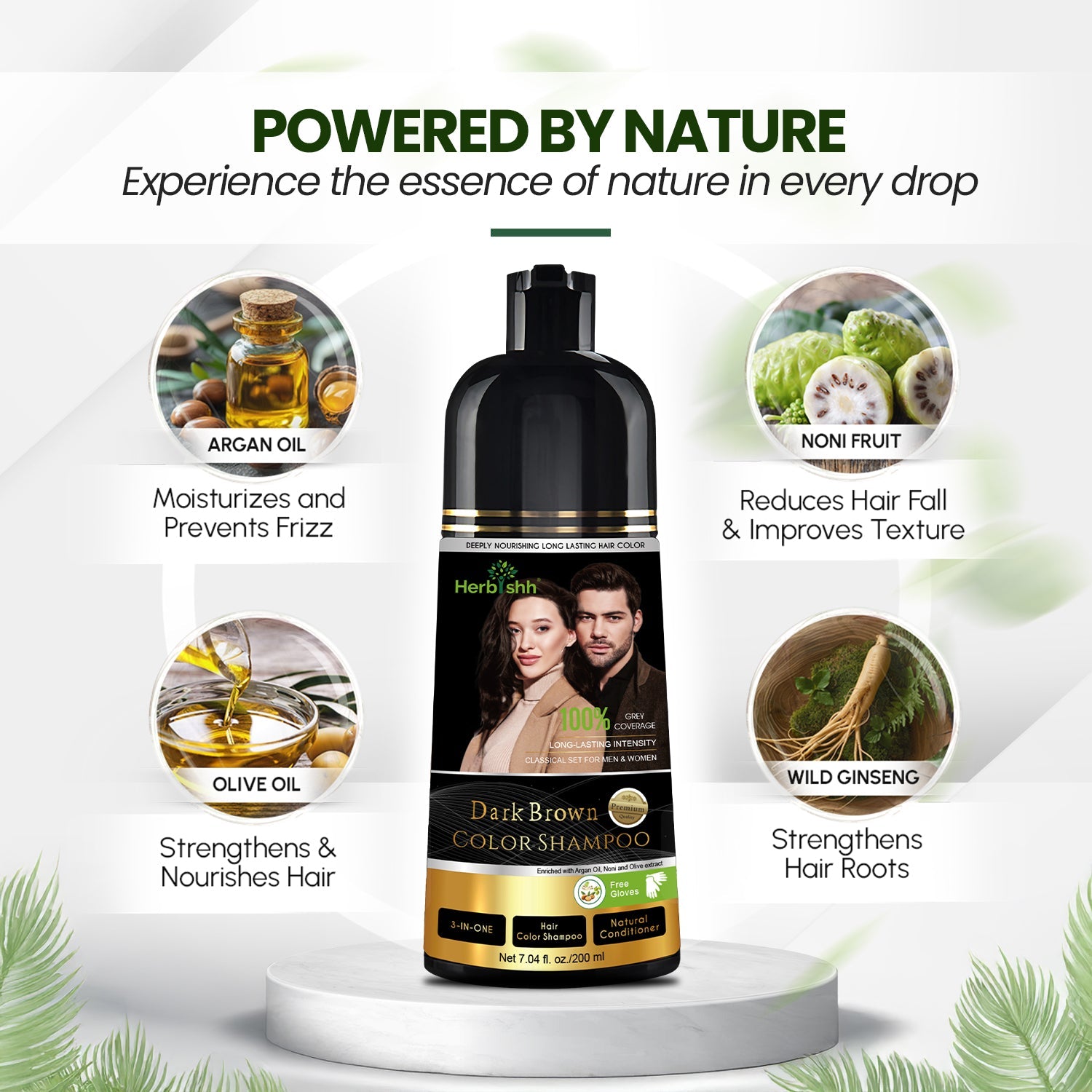 Herbishh Dark Brown Hair Color Shampoo-200ml Hair Dye.