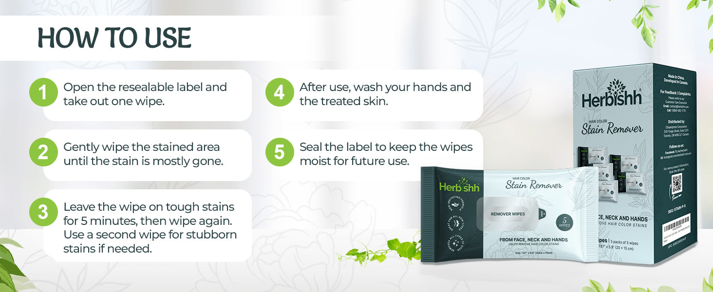Hair Color Stain Remover Wipes- 5 pcs