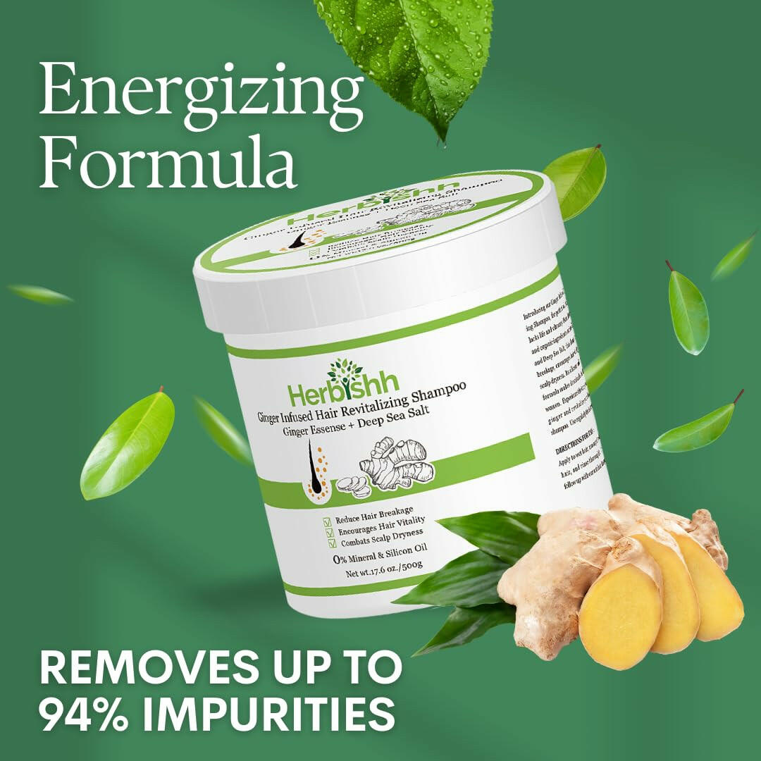 Ginger Hair Revitalizing Shampoo Jar with Deep Sea Salt - Herbishh Hair Dye.