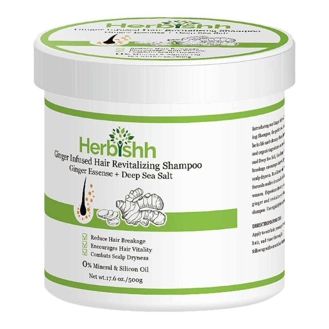 Ginger Hair Revitalizing Shampoo Jar with Deep Sea Salt - Herbishh Hair Dye.