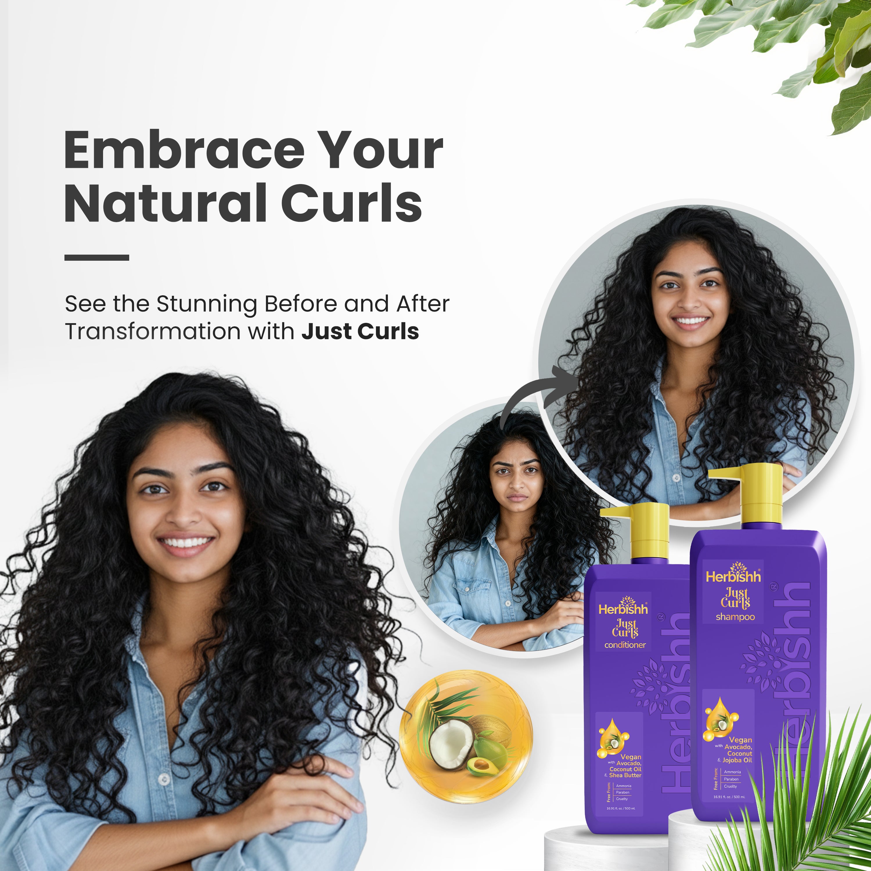 Just Curls Shampoo & Conditioner Set - Herbishh