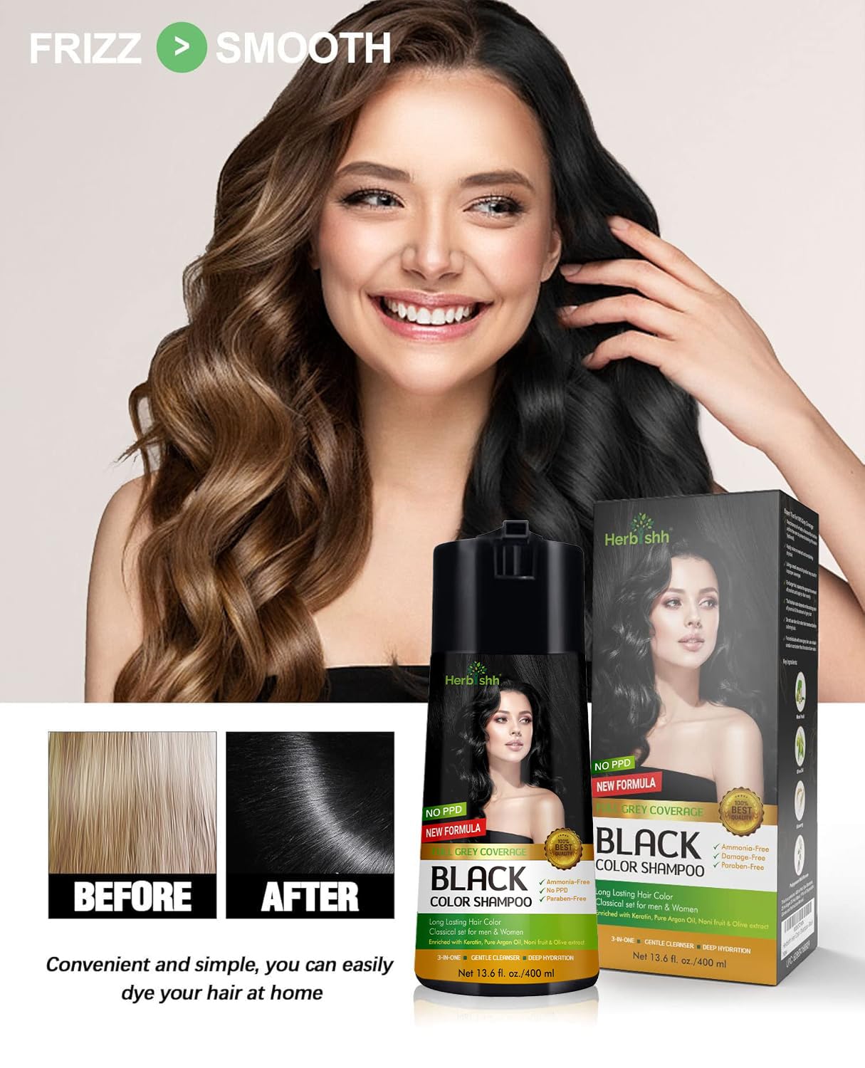 Black PPD Free Hair Color Shampoo - Herbishh
