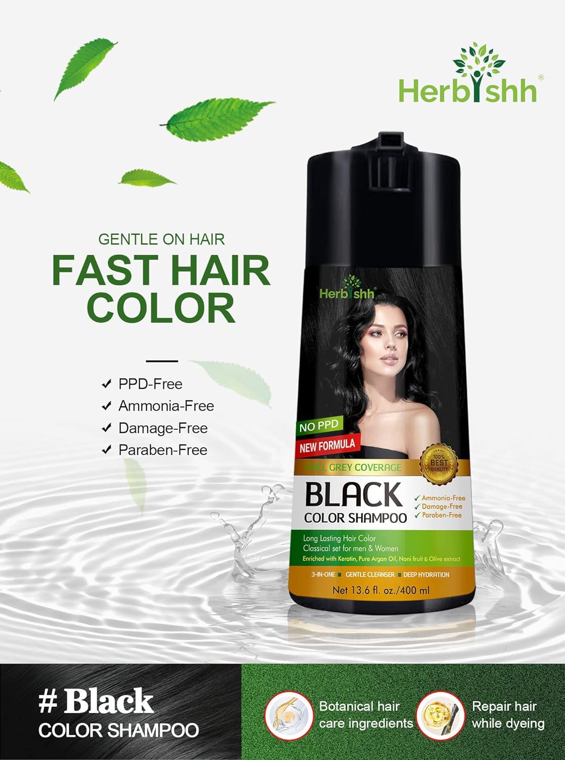 Black PPD Free Hair Color Shampoo - Herbishh
