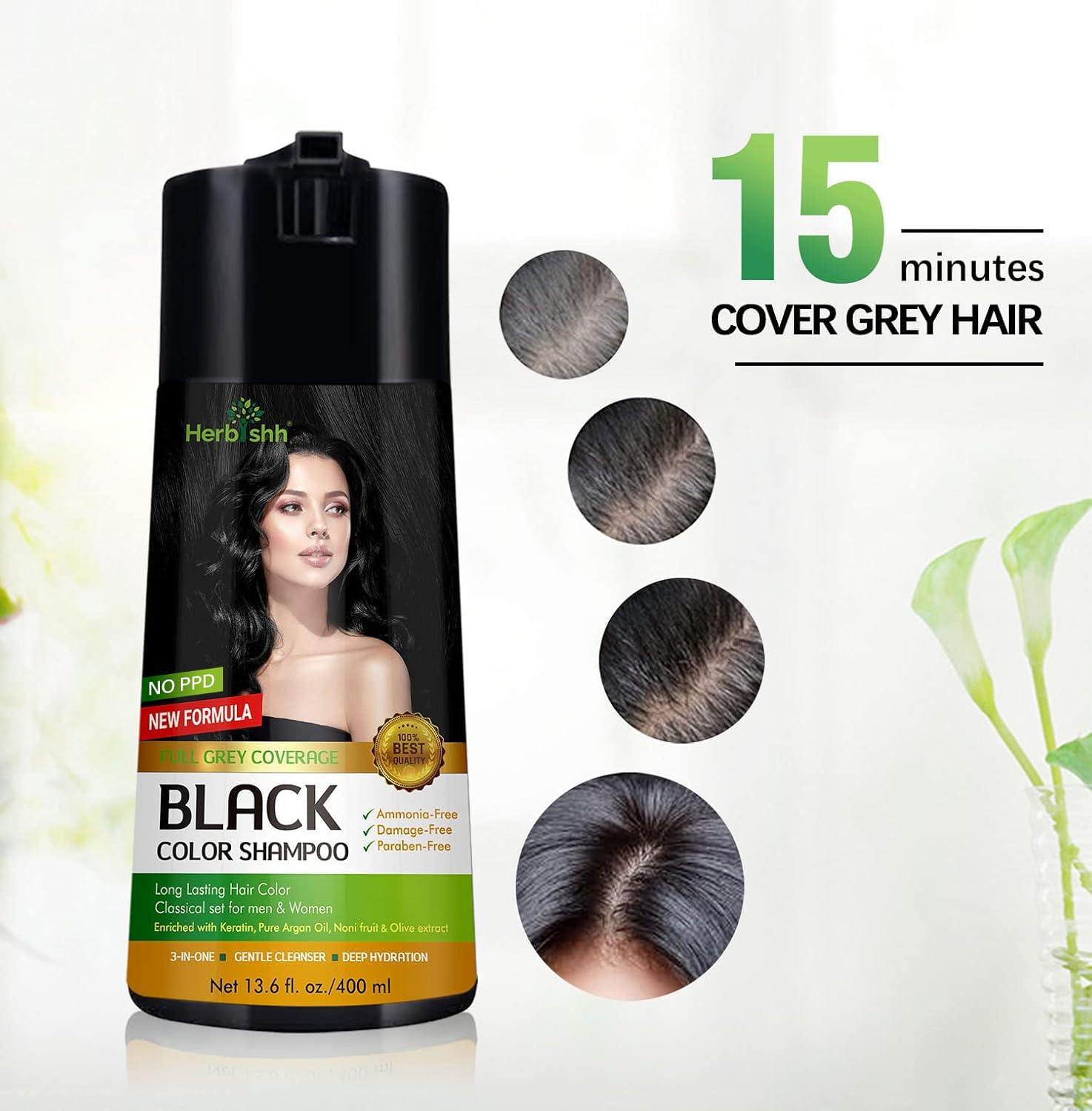 Black PPD Free Hair Color Shampoo - Herbishh