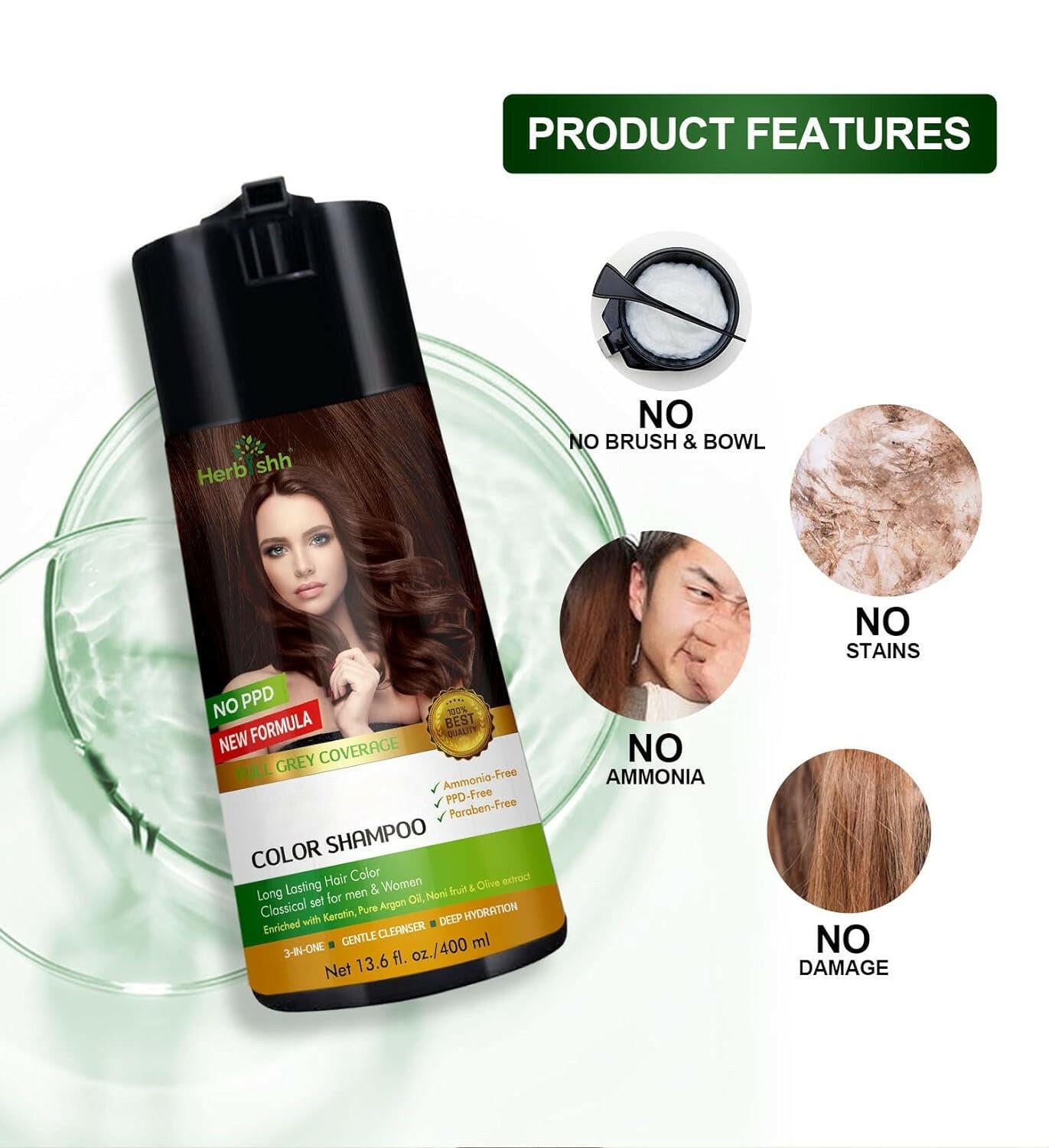 PPD Free Hair Color Shampoo - Herbishh