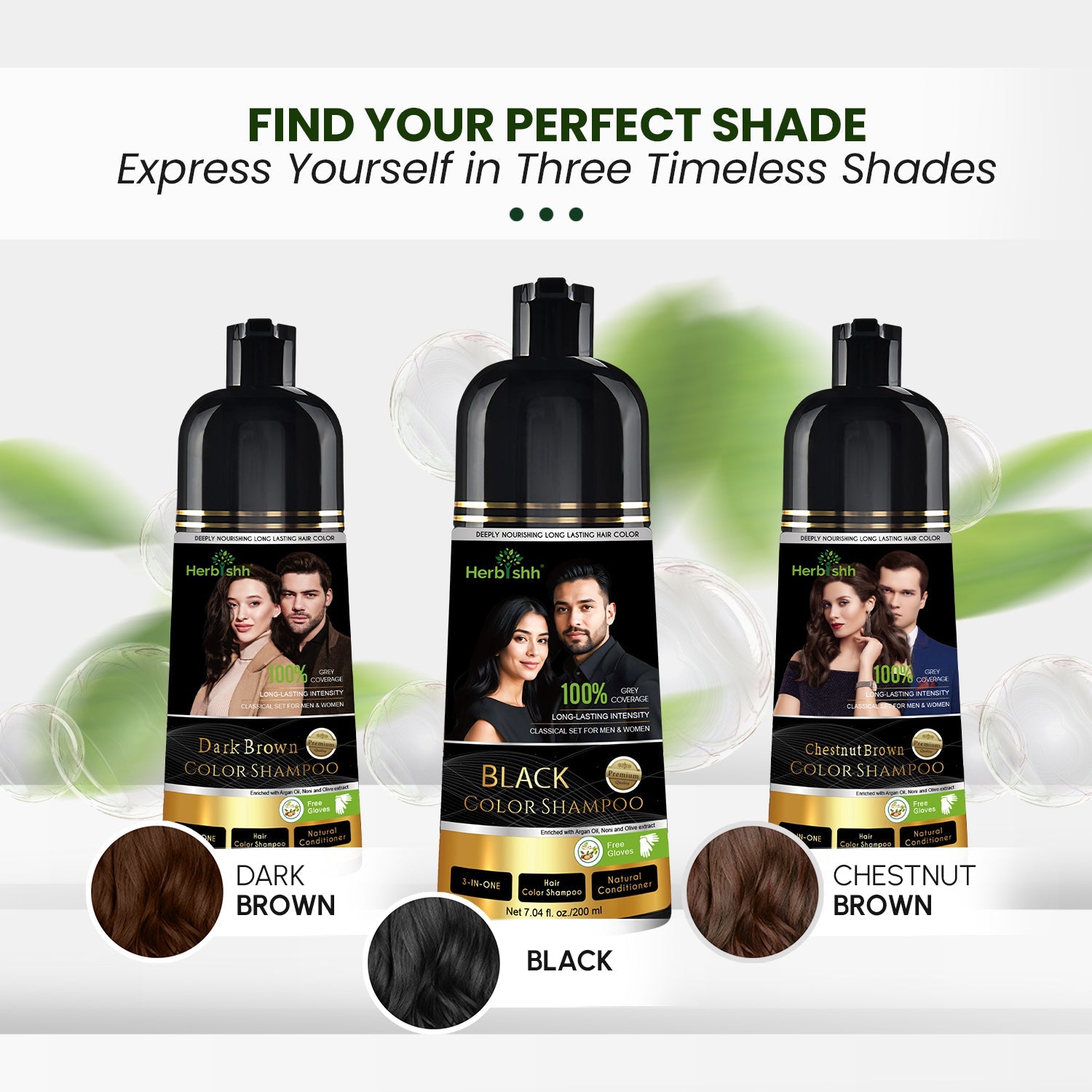 Herbishh 200ml Hair Color Shampoo Hair Dye.