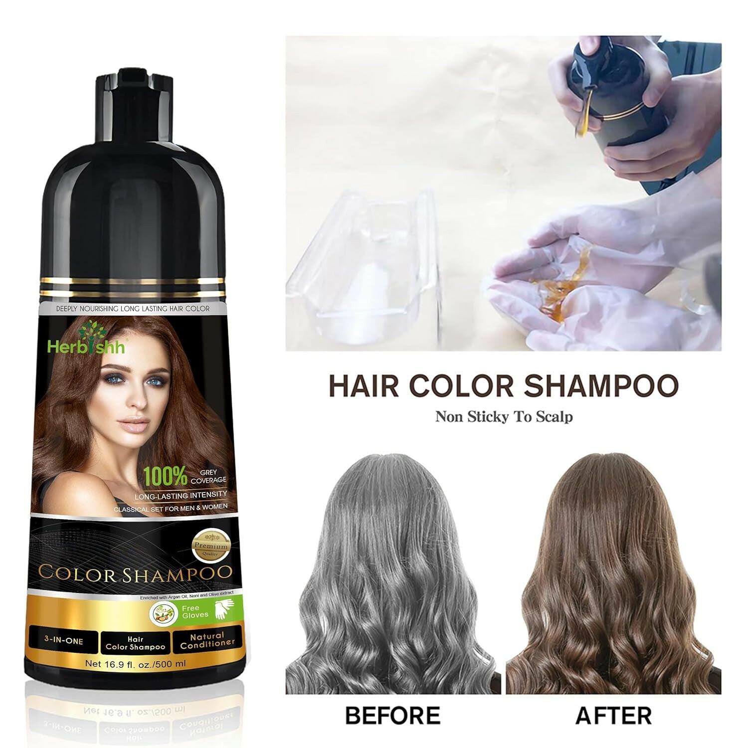 AS-BUY 1 Color shampoo & GET 1 Argan Oil - Herbishh Hair Dye.