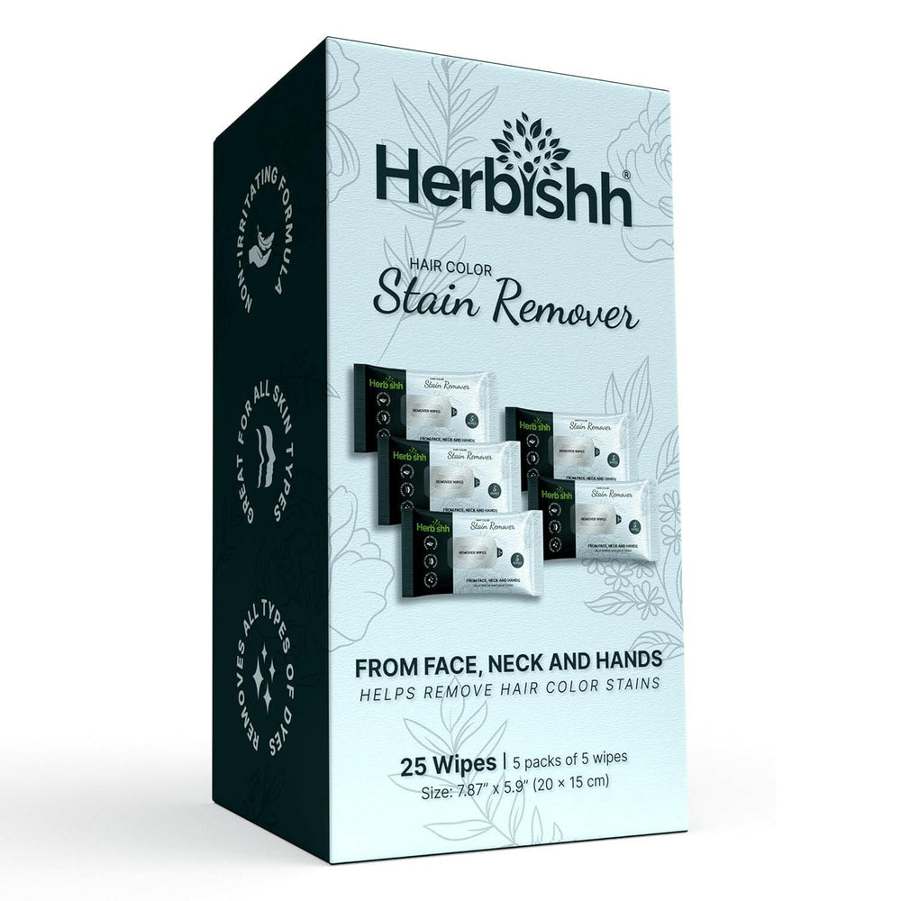 Pack of 5 Herbishh Hair Color Stain Remover Wipes .