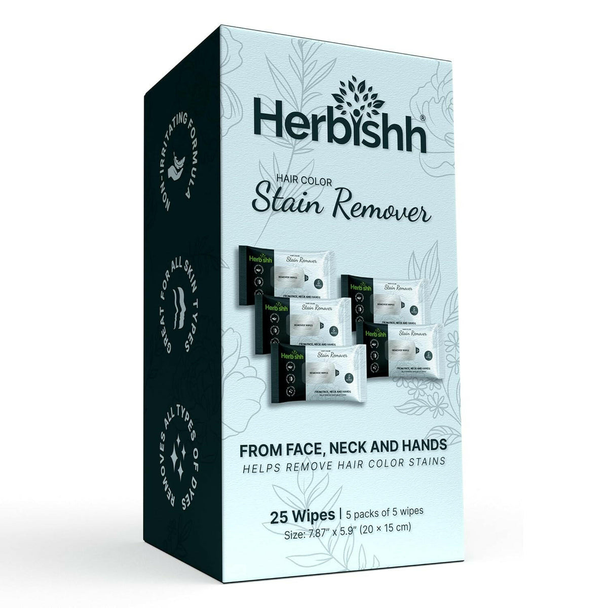 Pack of 5 Herbishh Hair Color Stain Remover Wipes .