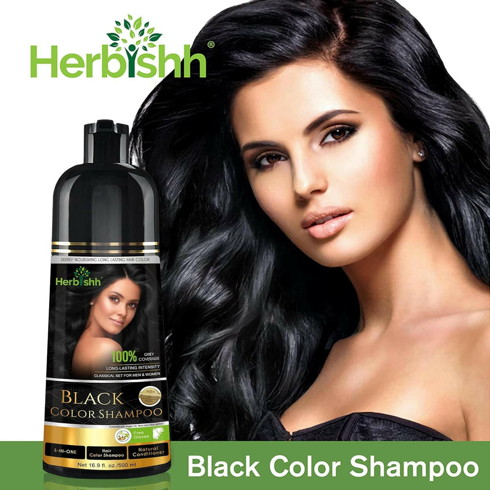 Herbishh Black Hair Color Shampoo-500ml Hair Dye.