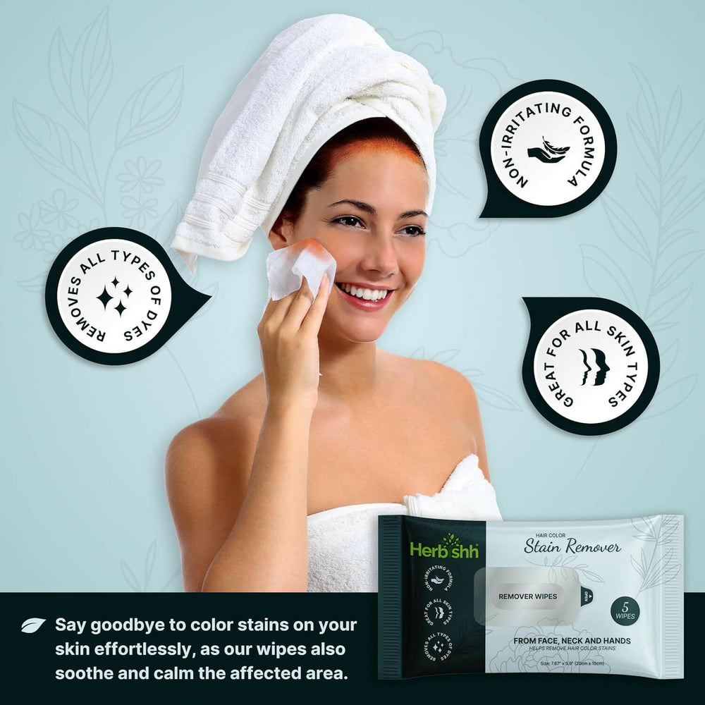 Pack of 5 Herbishh Hair Color Stain Remover Wipes .