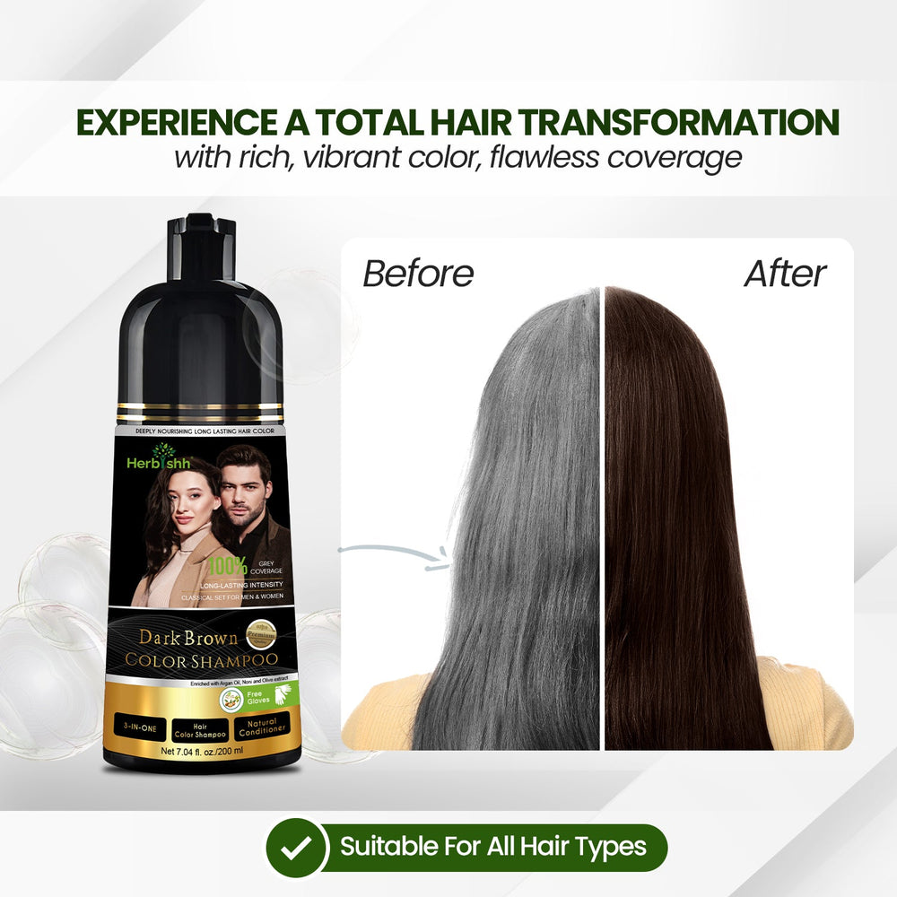 Herbishh Dark Brown Hair Color Shampoo-200ml Hair Dye.