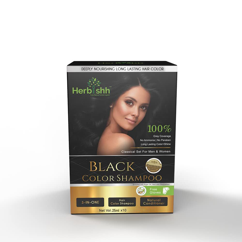Herbishh Travel size Color Shampoo Sachets Black .