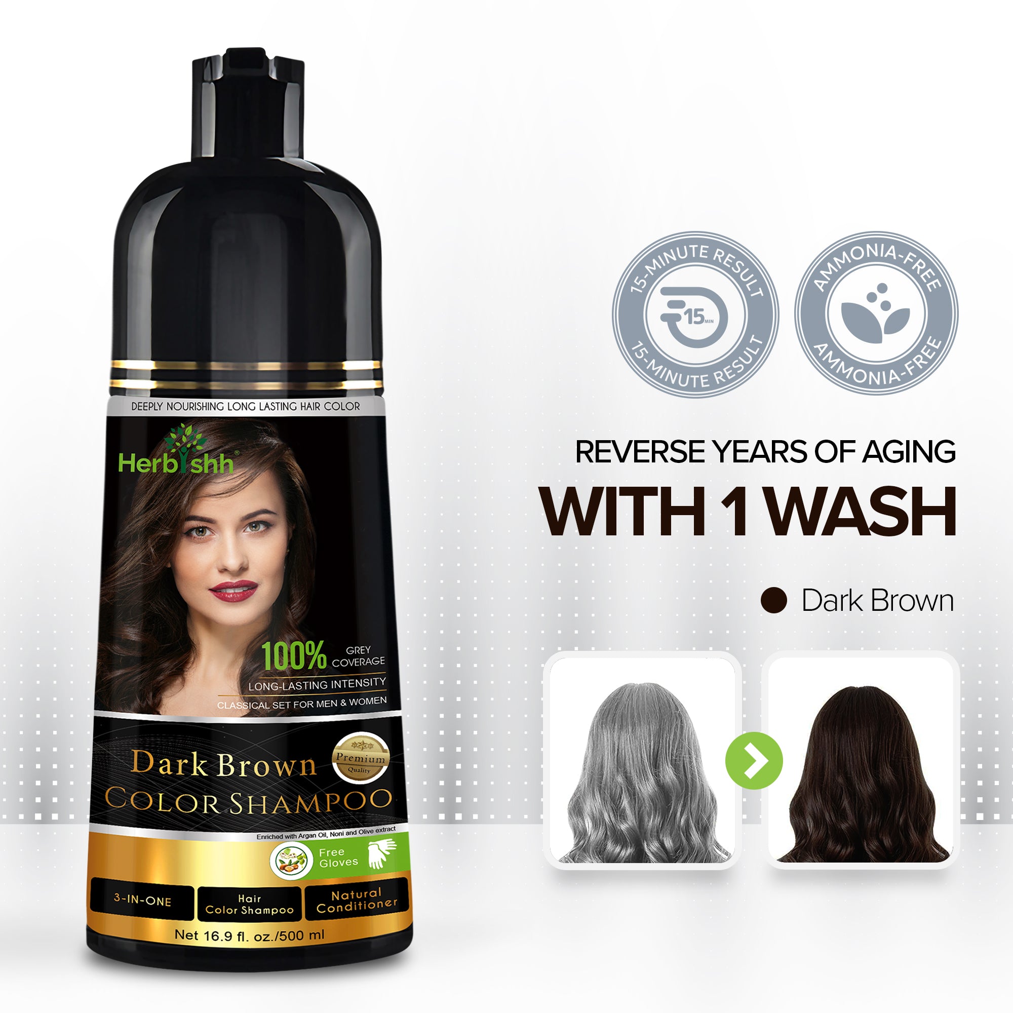 Dark Brown Hair Color Shampoo- 500ml