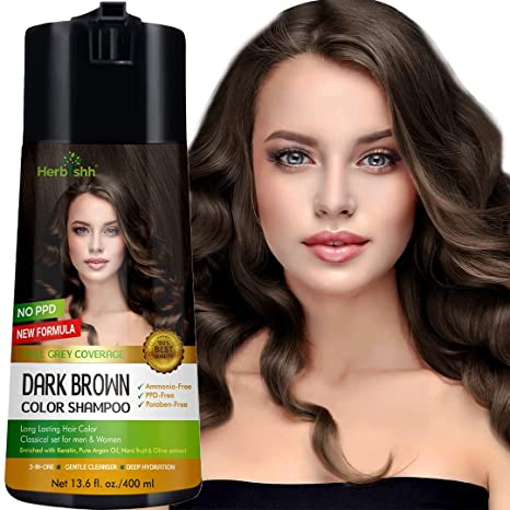Dark Brown PPD Free Hair Color Shampoo - Herbishh