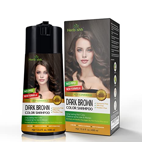 Dark Brown PPD Free Hair Color Shampoo - Herbishh