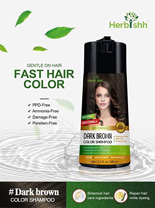 Dark Brown PPD Free Hair Color Shampoo - Herbishh