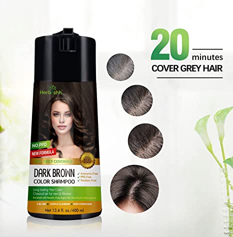 Dark Brown PPD Free Hair Color Shampoo - Herbishh