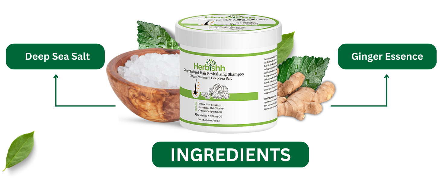 Ginger Shampoo Jar with Deep Sea Salt