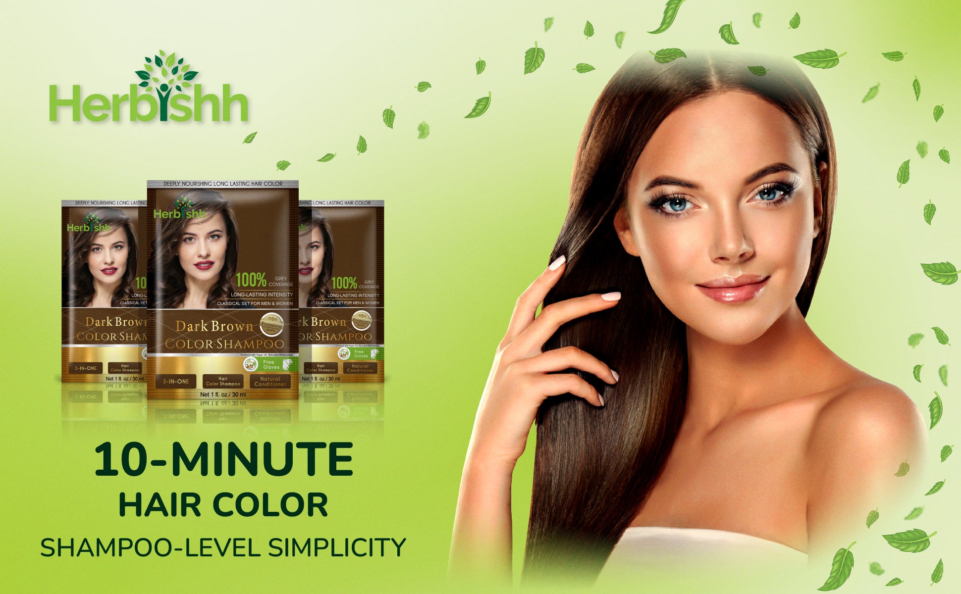 Dark Brown Color Shampoo 10 Sachets - Herbishh