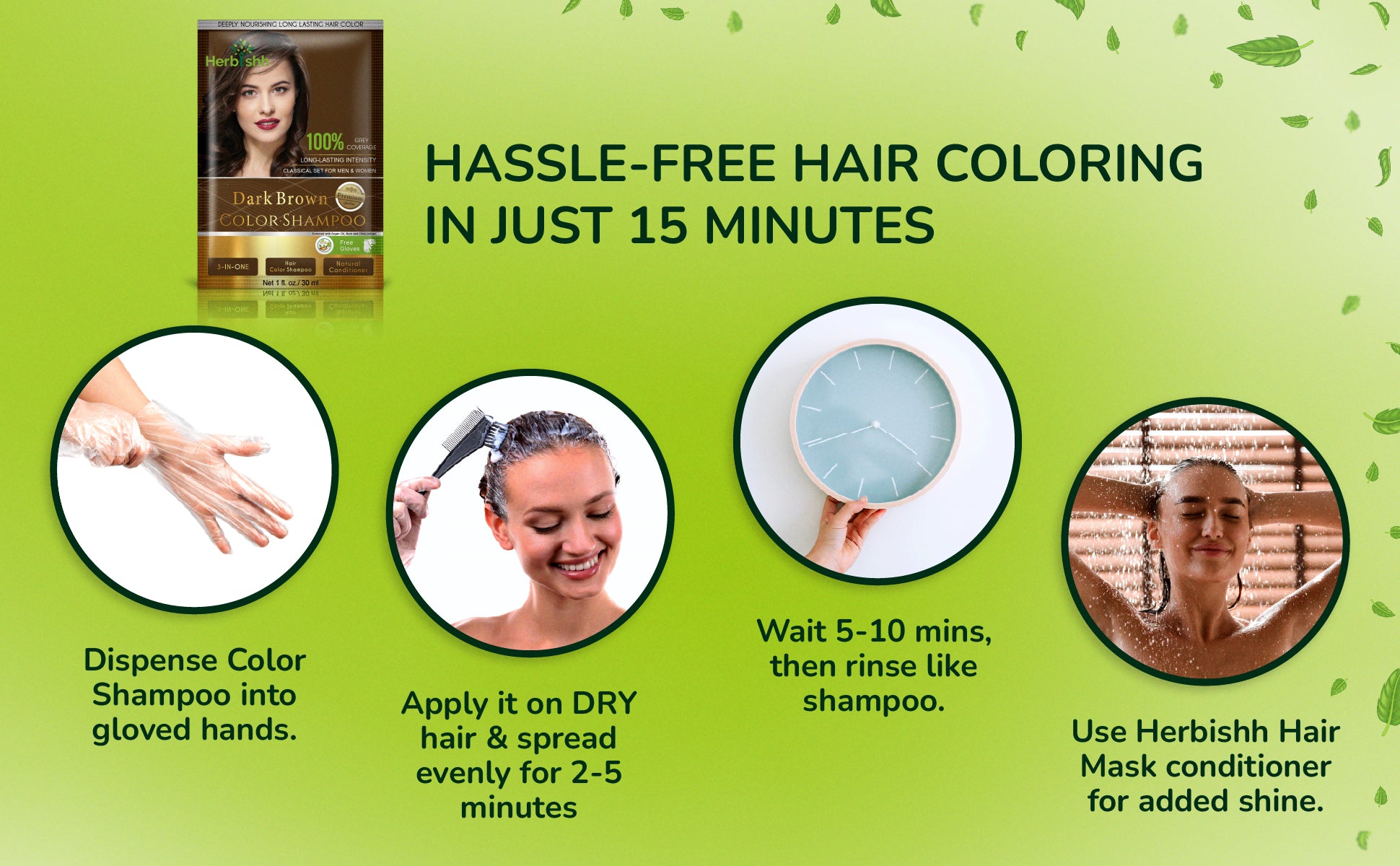 Dark Brown Color Shampoo 10 Sachets - Herbishh