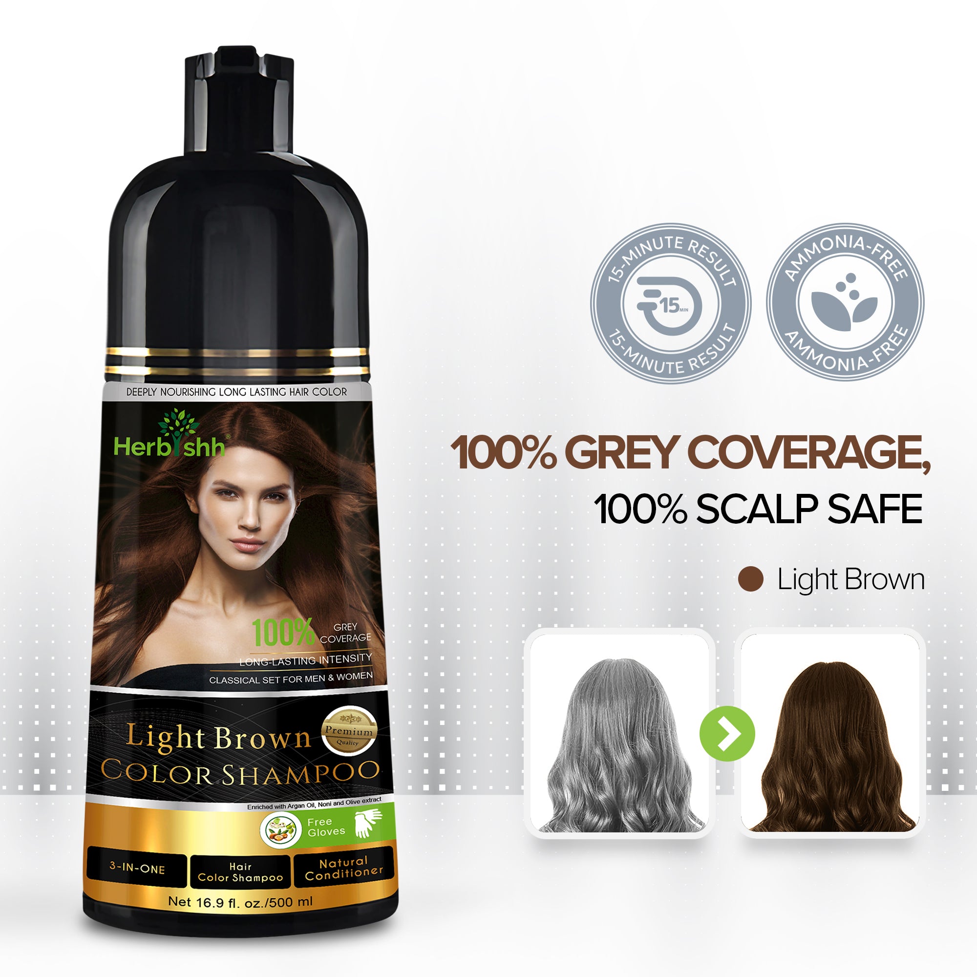 Light Brown Hair Color Shampoo-500ml