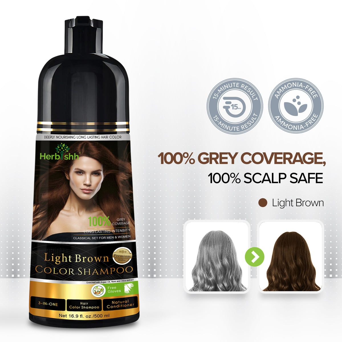 Light Brown Hair Color Shampoo-500ml