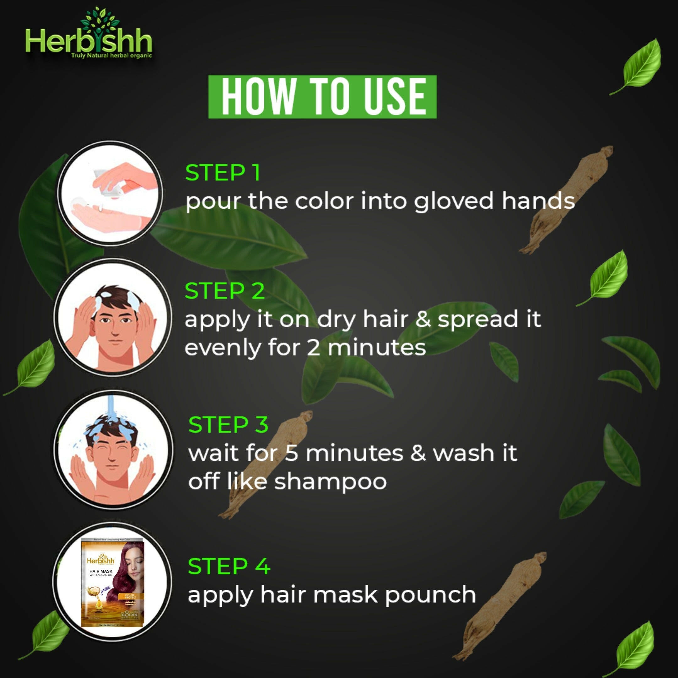 Hair Color Shampoo Sachets (Pack of 10) - Herbishh