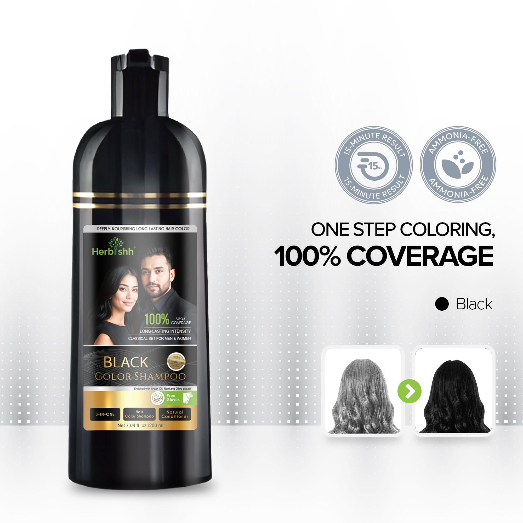 Black Hair Color Shampoo-200ml