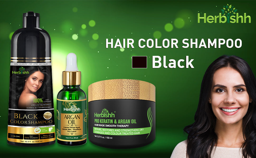 Hair Color Shampoo, Hair Mask & Argan Oil Serum combo