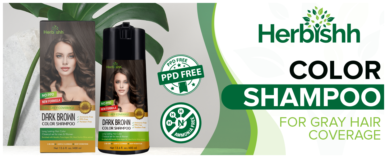 Dark Brown PPD Free Hair Color Shampoo - Herbishh