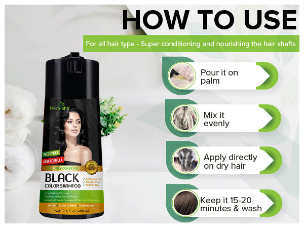 Black PPD Free Hair Color Shampoo - Herbishh