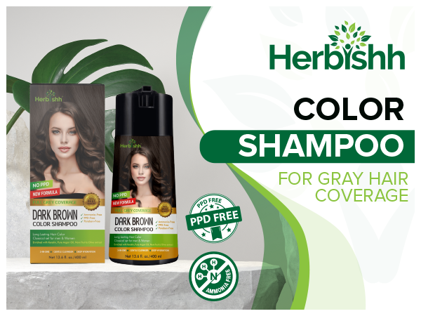 Dark Brown PPD Free Hair Color Shampoo - Herbishh