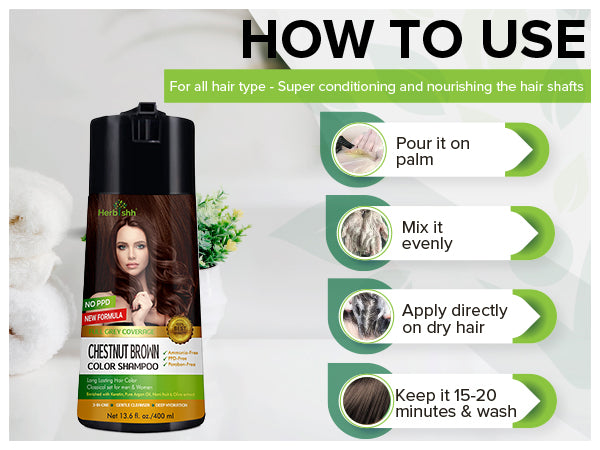 Dark Brown PPD Free Hair Color Shampoo - Herbishh