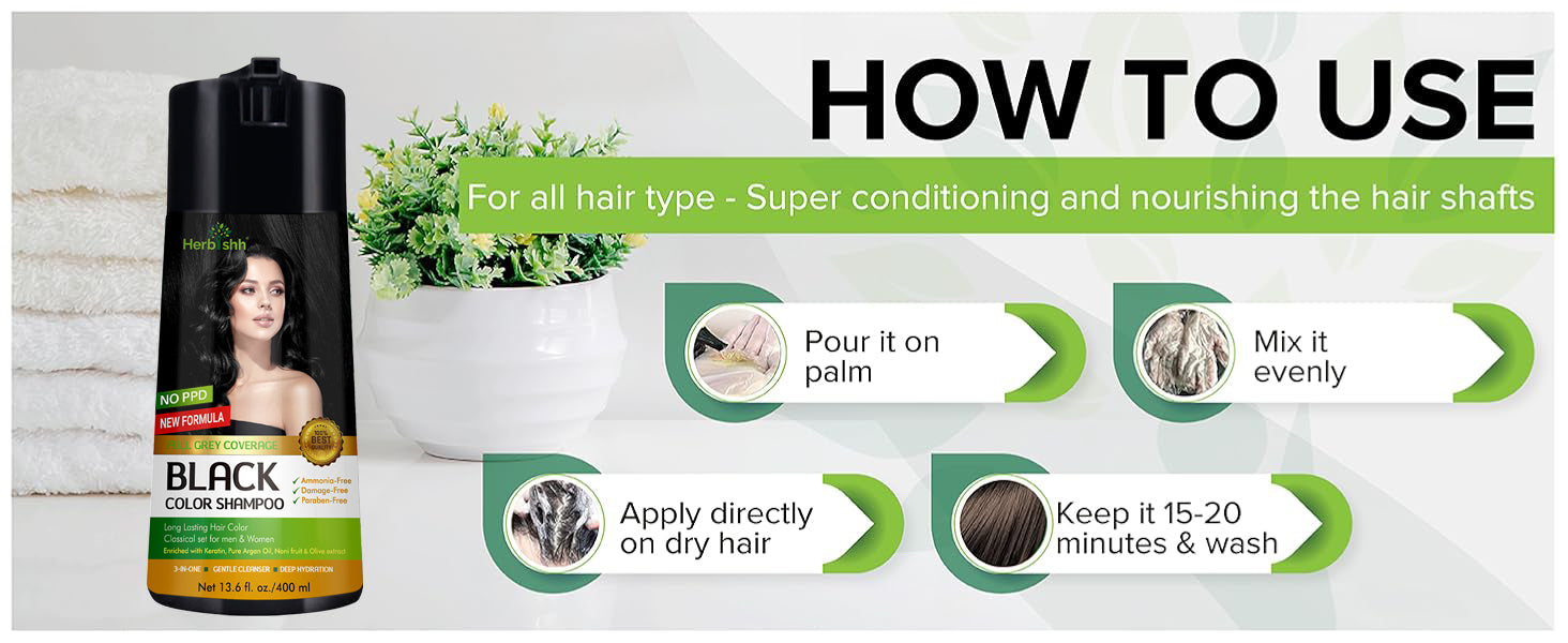 Black PPD Free Hair Color Shampoo - Herbishh