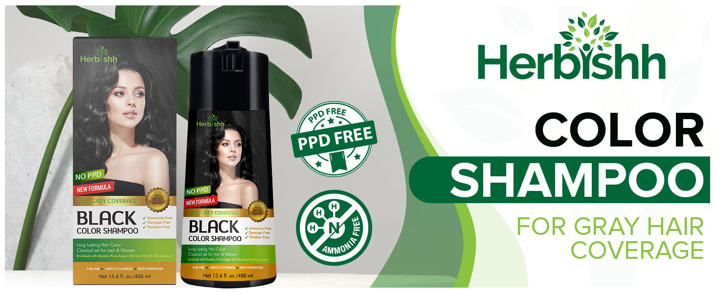 Black PPD Free Hair Color Shampoo - Herbishh