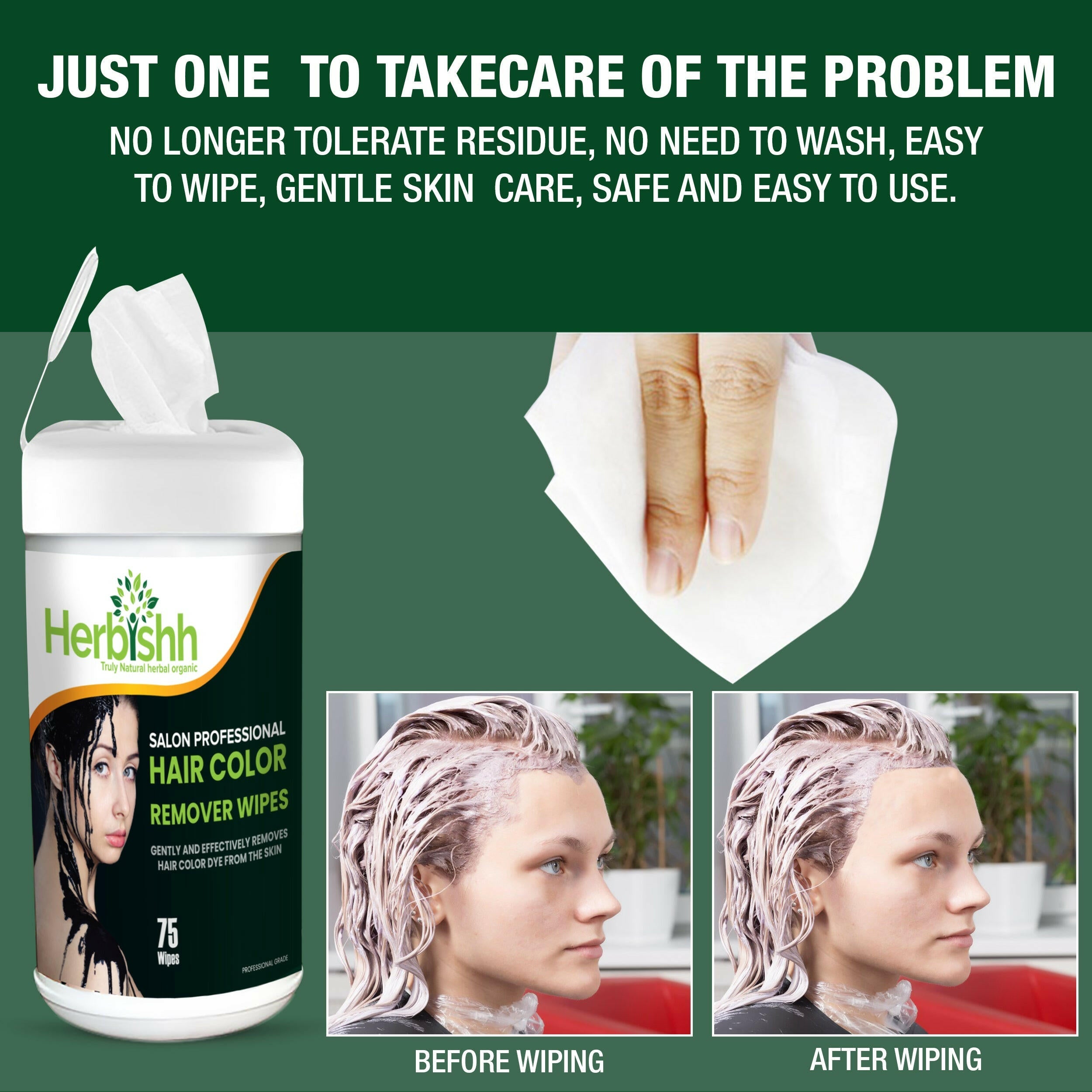 Hair Color Stain Remover Wipes - Herbishh Hair Accessories.
